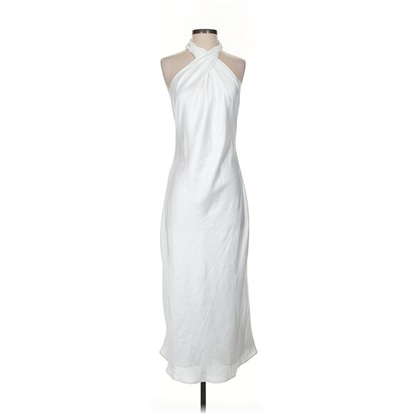 Show Me Your Mumu Jasmine Halter Midi Dress Ivory Luxe Satin XXL - Picture 4 of 9